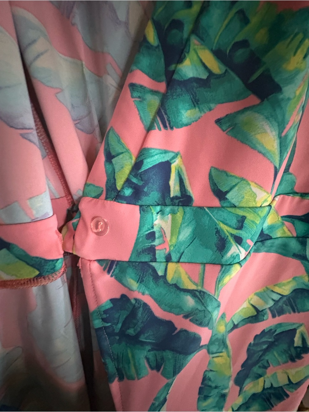 Cabana Life Pink Tropical Leaf One-Piece Swimsuit Cover-Up Jumper Romper - Picture 5 of 16